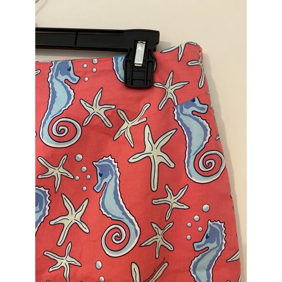 Vineyard Vines Seahorse Starfish Mini Preppy Skirt Pink Coral Blue EUC Vintage 6 - Picture 2 of 8